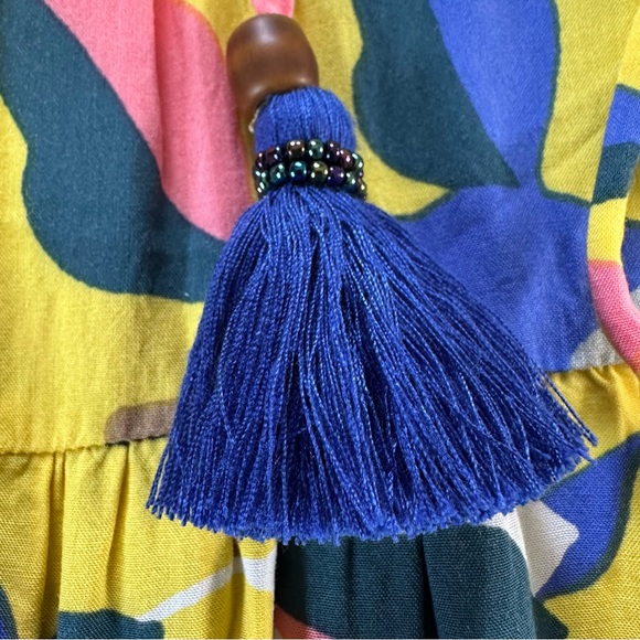 MAAJI Strapless Long Smocked Tiered Maxi Dress Floral Hamilton Bay Print Size M - Picture 9 of 16